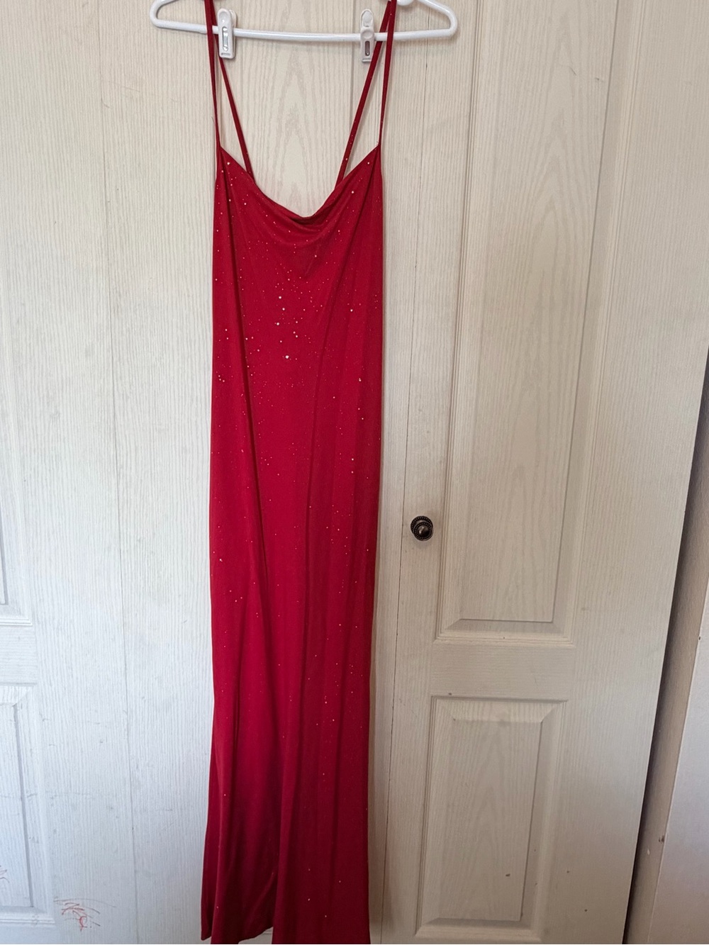 SHEIN Red Sparkle Cowl Neck Maxi Slip Dress